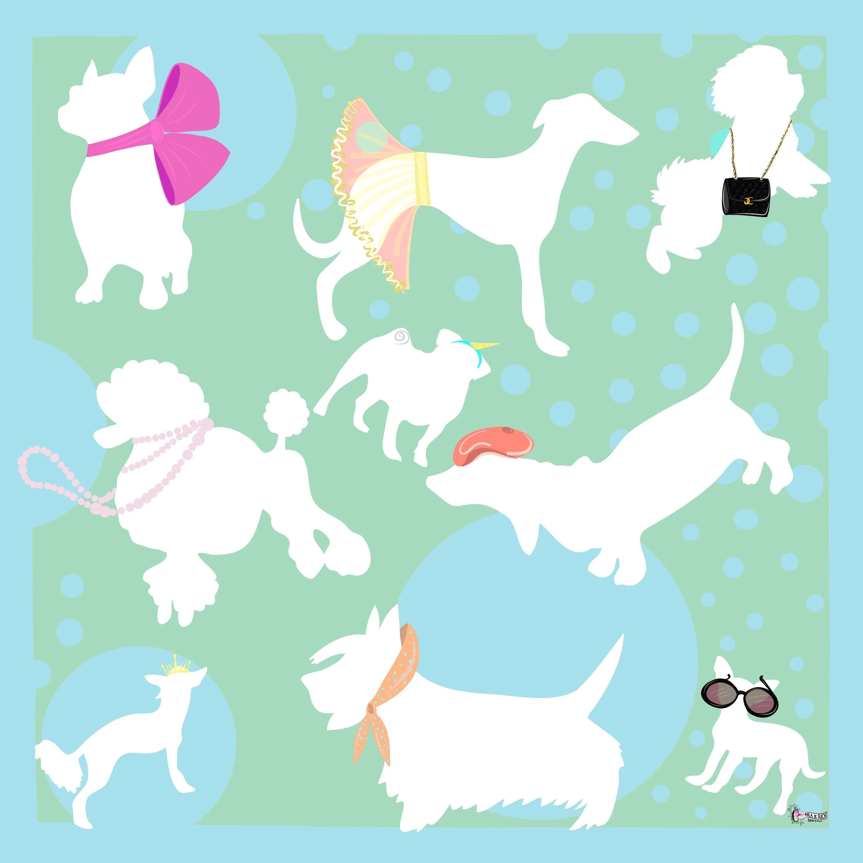 Accessorized Small & Mighty Dog Silk Satin Scarf