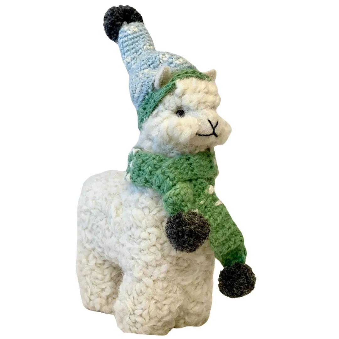 Alpaca with Scarf and Chullo Hat Ornament