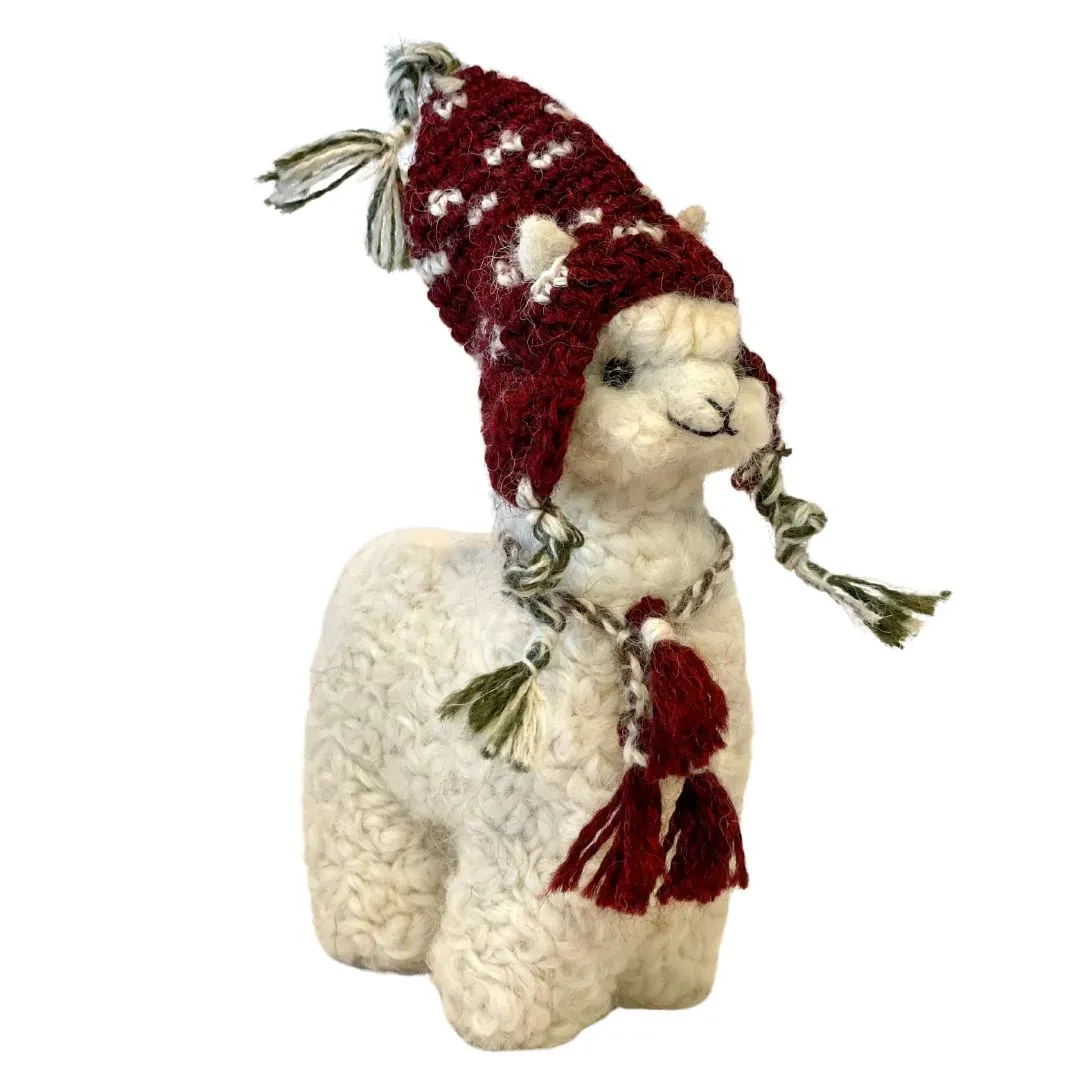 Alpaca with Scarf and Chullo Hat Ornament