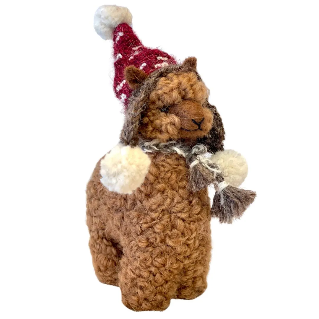 Alpaca with Scarf and Chullo Hat Ornament