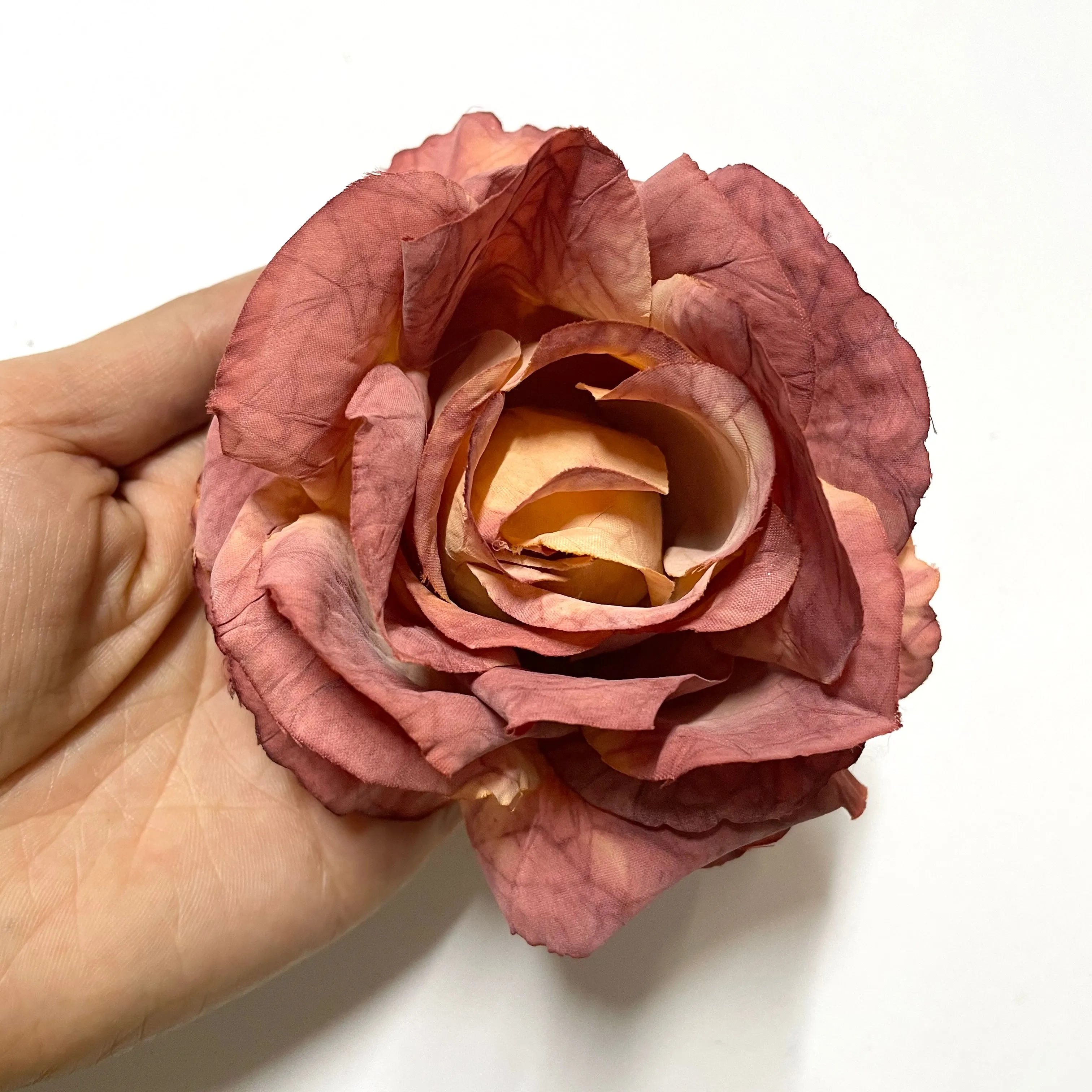 Artificial Silk Flower Heads - Vintage Retro Rosewood Rose Style 149 - 1pc