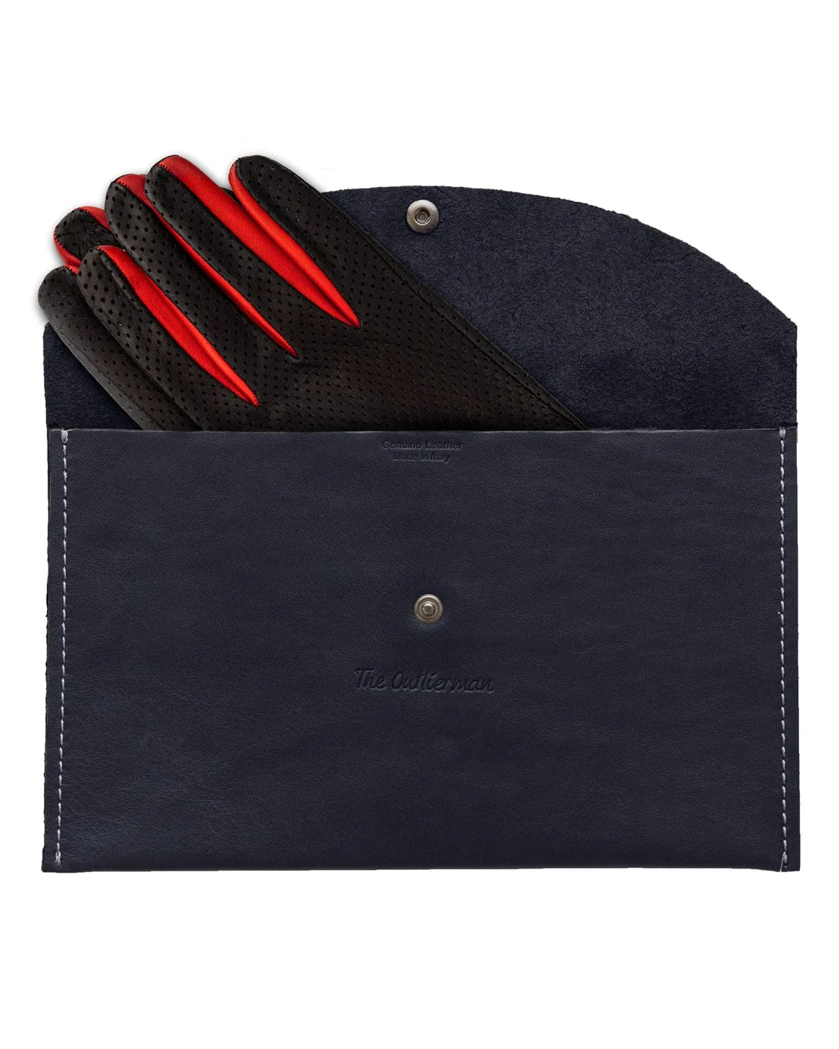 BAD ONE - Perforated Leather Driving Gloves - Black/Red