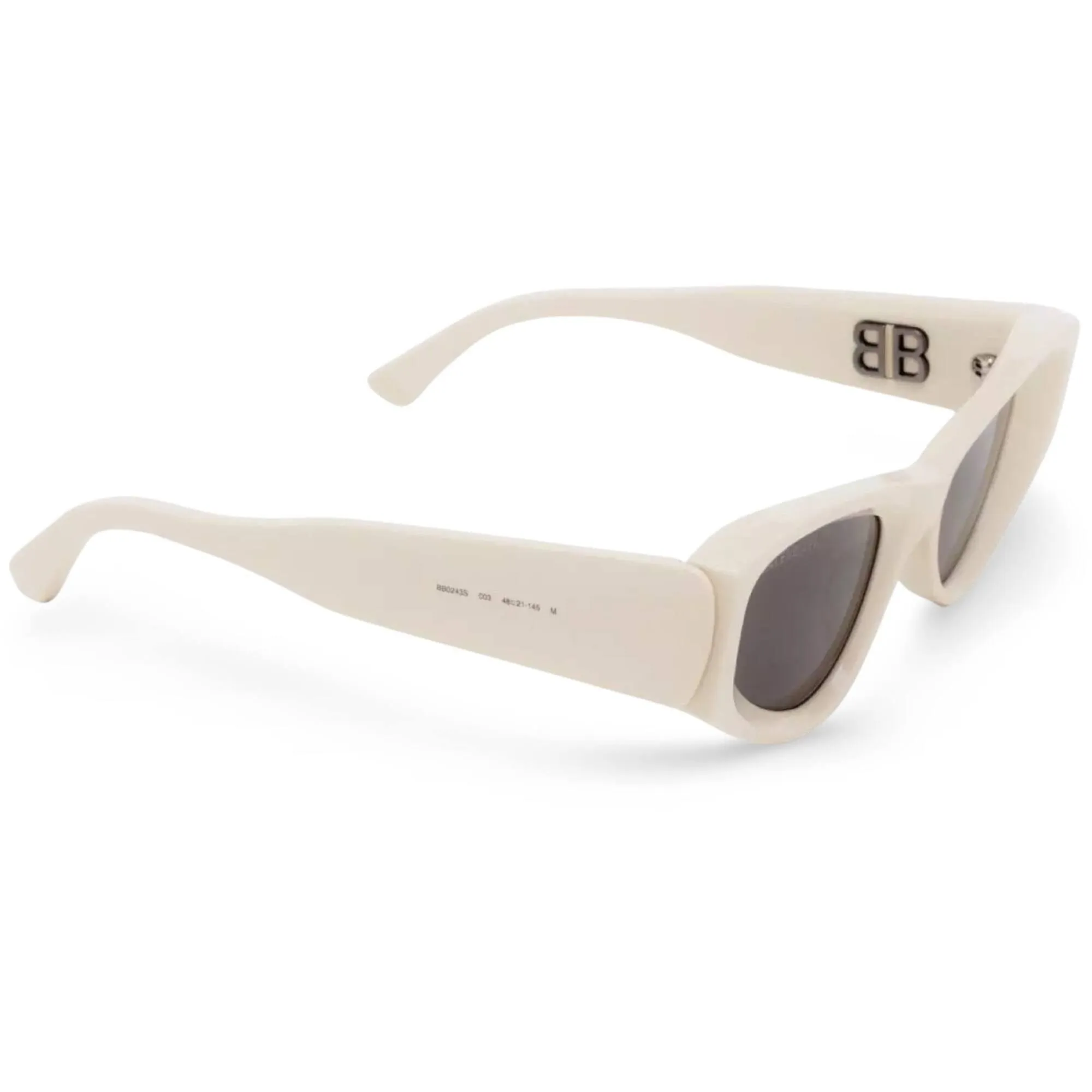 Balenciaga Women's Sunglasses - Beige Acetate Cat Eye Frame Grey Lens | BB0243S 003