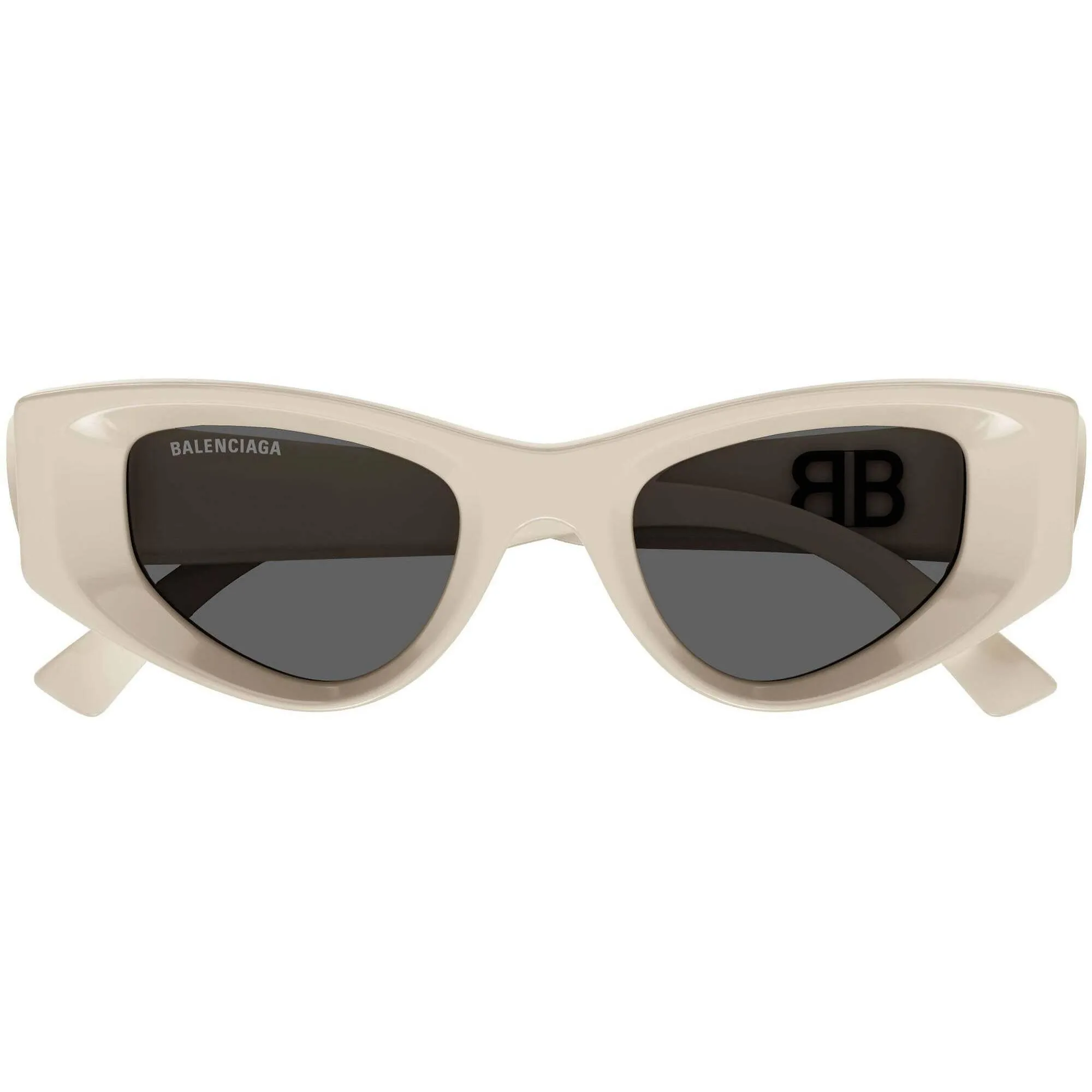 Balenciaga Women's Sunglasses - Beige Acetate Cat Eye Frame Grey Lens | BB0243S 003