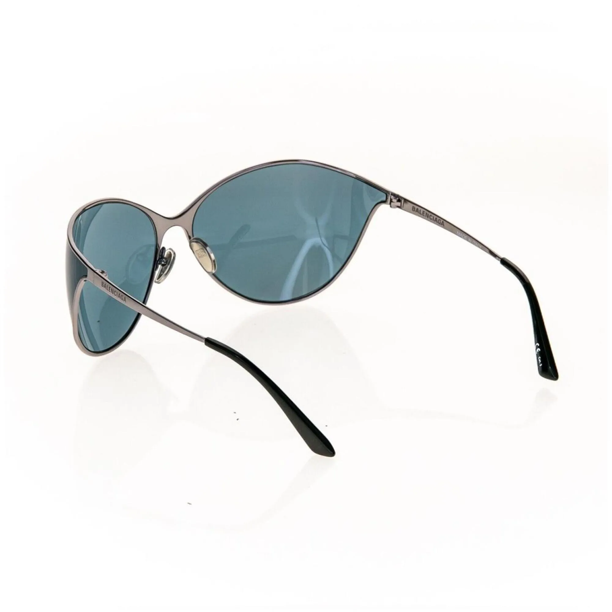 Balenciaga Women's Sunglasses - Metal Cat Eye Frame Blue Lens | BALENCIAGA BB0137S 2