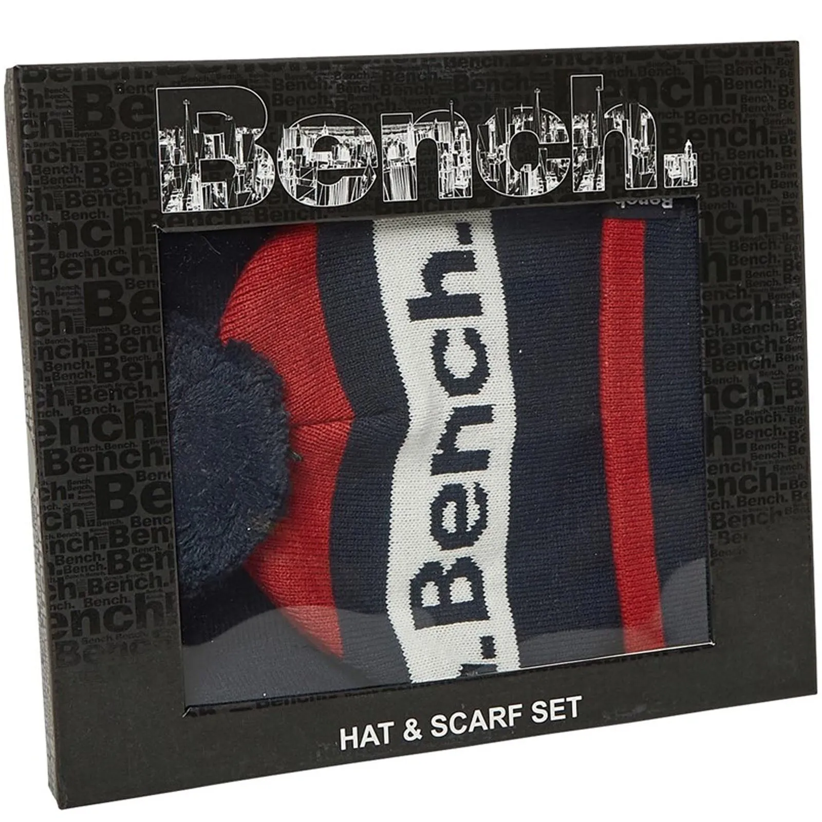 Bench Mens Thermic Knitted Beanie & Scarf Gift Box Set - Navy