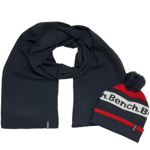 Bench Mens Thermic Knitted Beanie & Scarf Gift Box Set - Navy