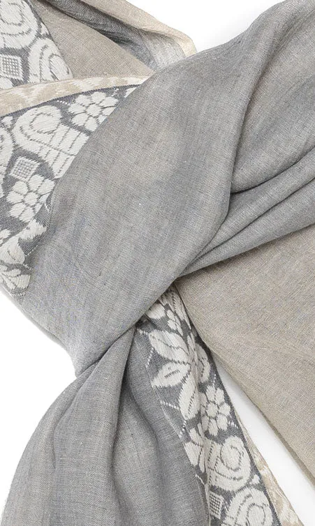 Bengal Border Two-Tone Scarf - Grey