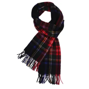 Black Stewart Tartan Check Cashmere Scarf