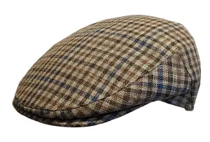 Cappellificio Biellese Summer weight Virgin Wool/Linen classic multi Tan check flat cap