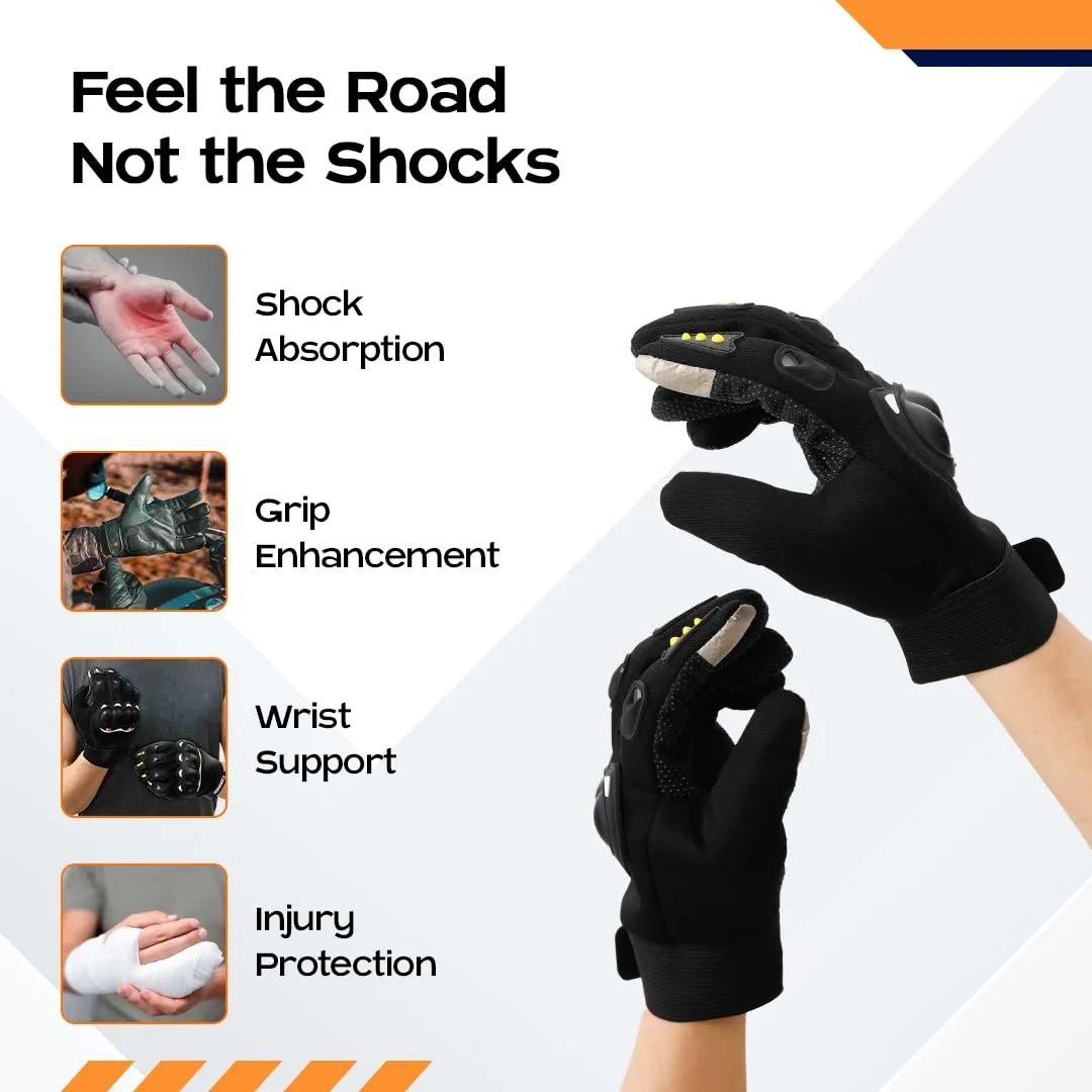 CARBINIC Full Finger Bike Riding Gloves - Polyester, Touch Screen Sensitive, Off-Road Protection for New Age Commuters (M, Black)