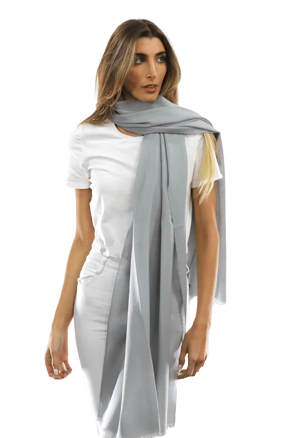 Casual Pashmina with eyelash Fringes - Grey