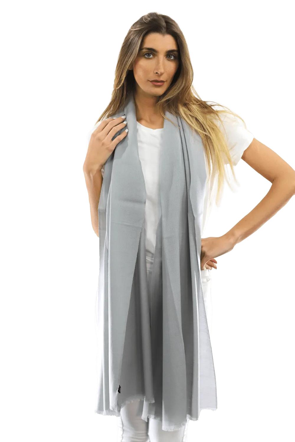 Casual Pashmina with eyelash Fringes - Grey