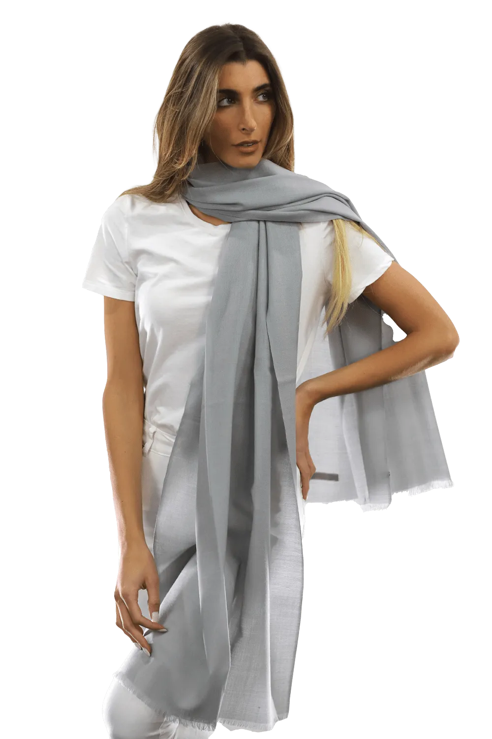 Casual Pashmina with eyelash Fringes - Grey