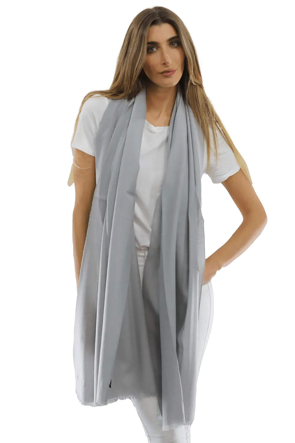 Casual Pashmina with eyelash Fringes - Grey