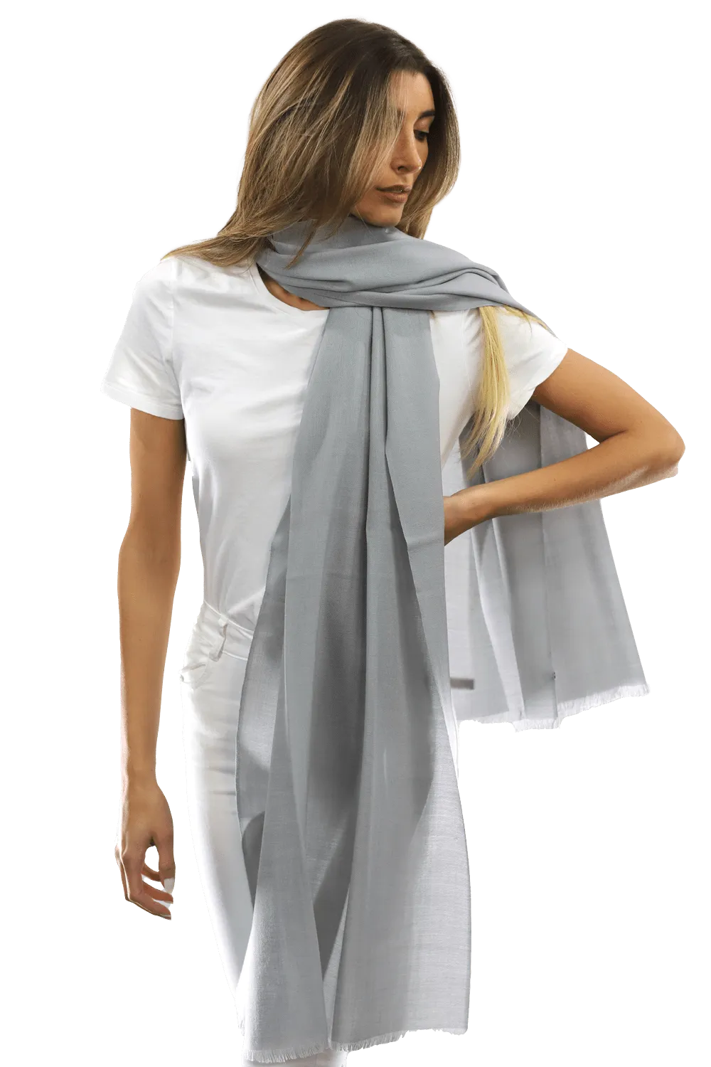 Casual Pashmina with eyelash Fringes - Grey