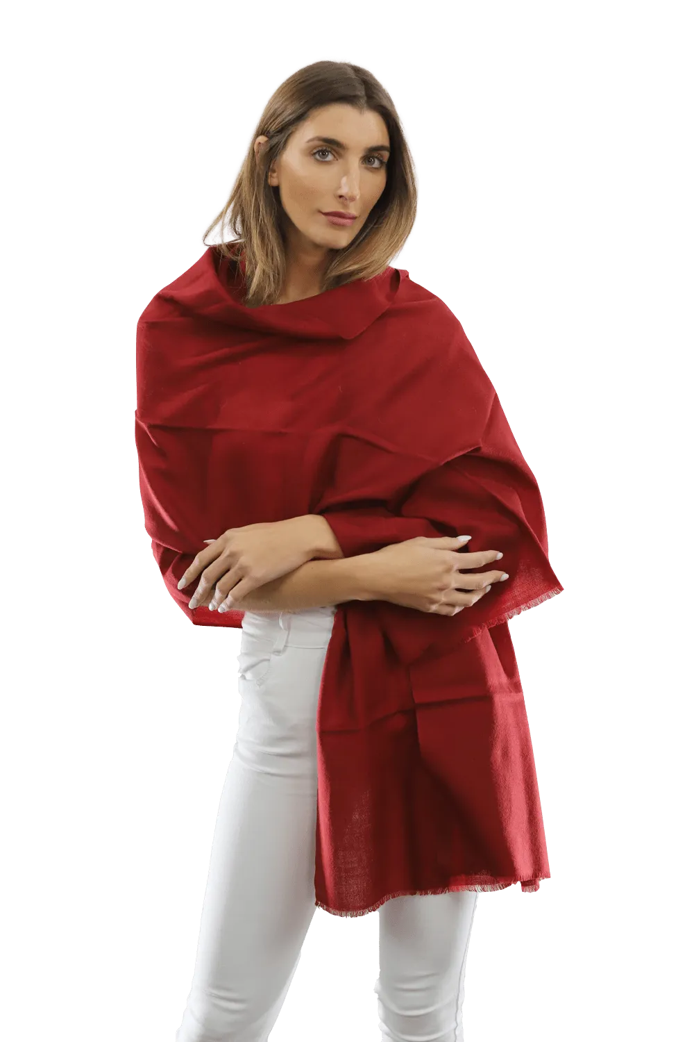 Casual Pashmina with eyelash Fringes - Red