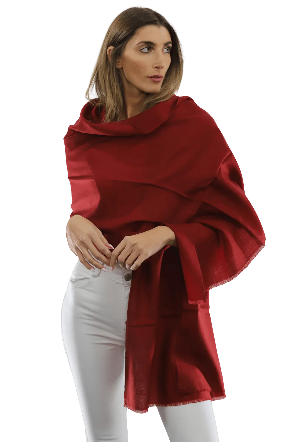 Casual Pashmina with eyelash Fringes - Red