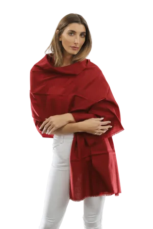 Casual Pashmina with eyelash Fringes - Red