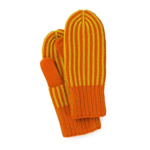 Chunky Rib Knit Mittens: Golden Olive