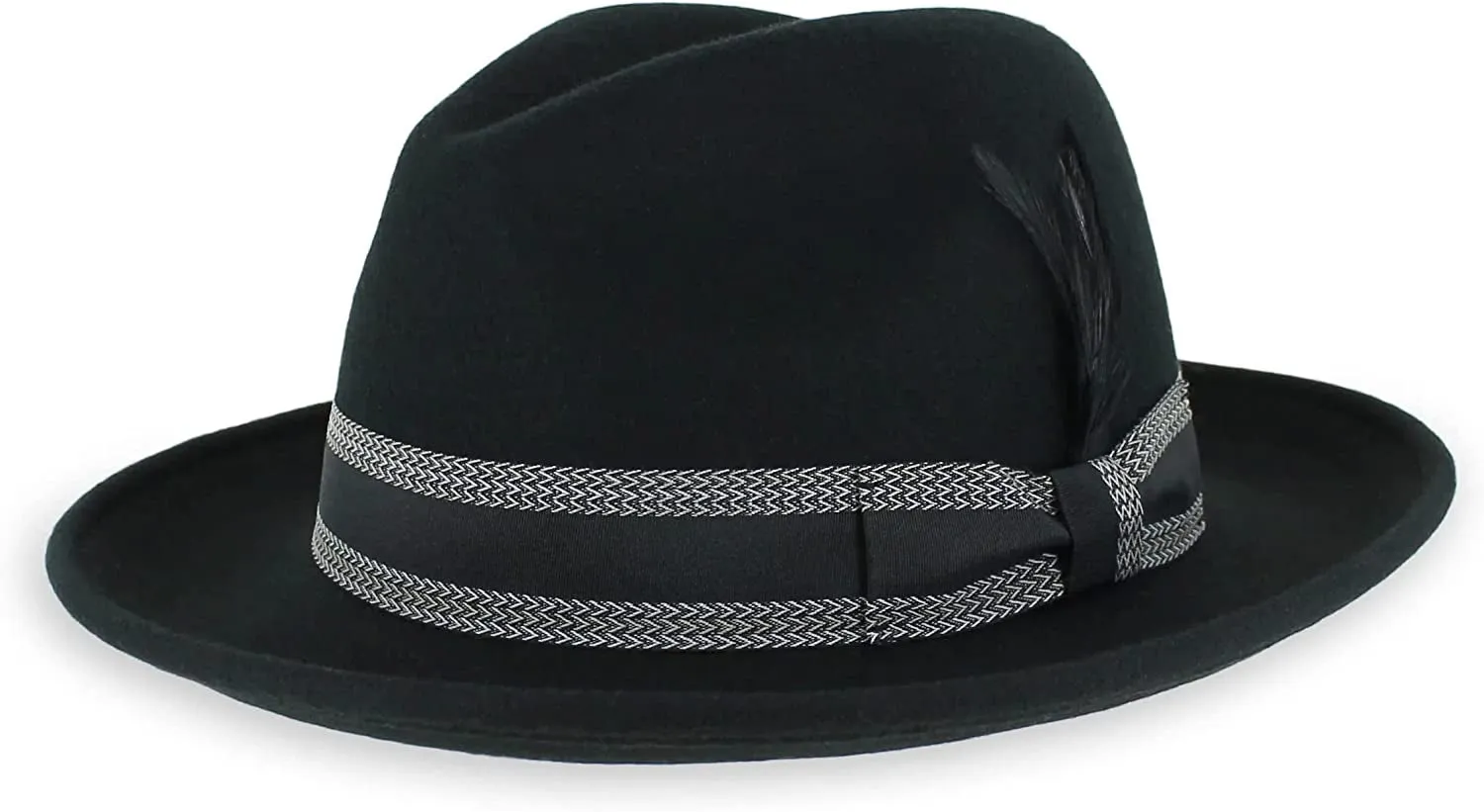 Crushable Dress Fedora Men's Vintage Style Hat 100% Pure Wool in Black Blue Grey Pecan Brown and Striped Bands