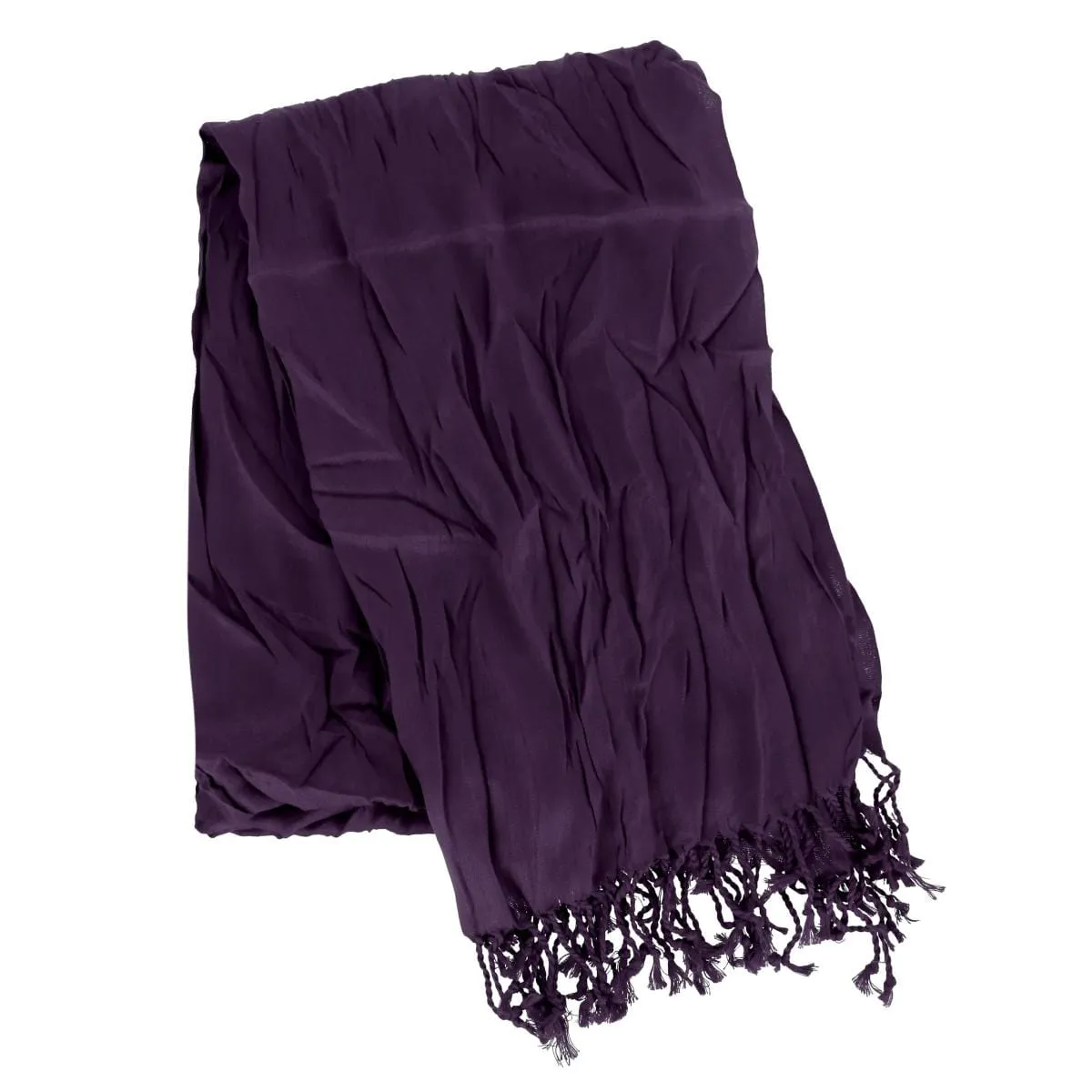 CTM® Women's Solid Color Crinkle Tassel Scarf