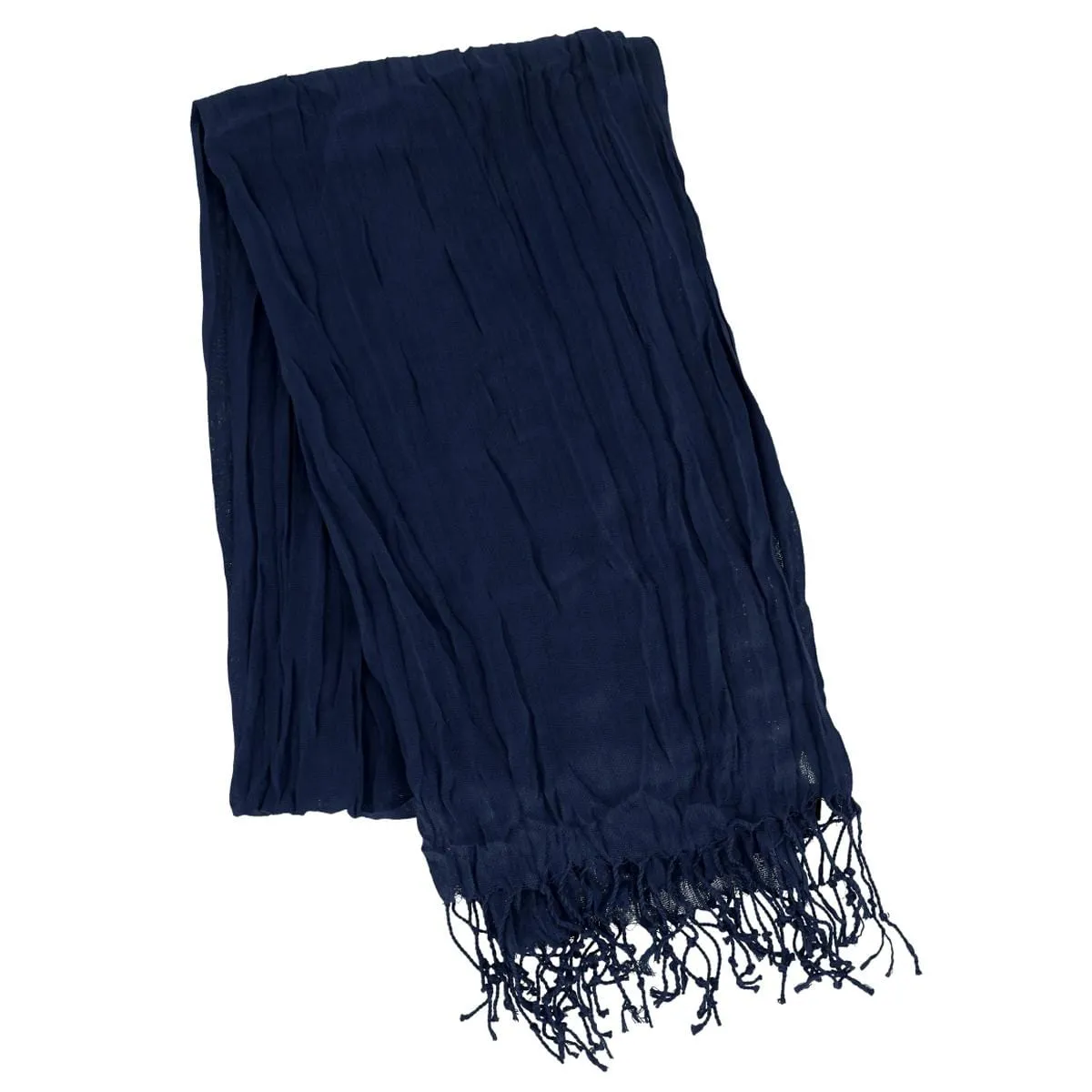 CTM® Women's Solid Color Crinkle Tassel Scarf