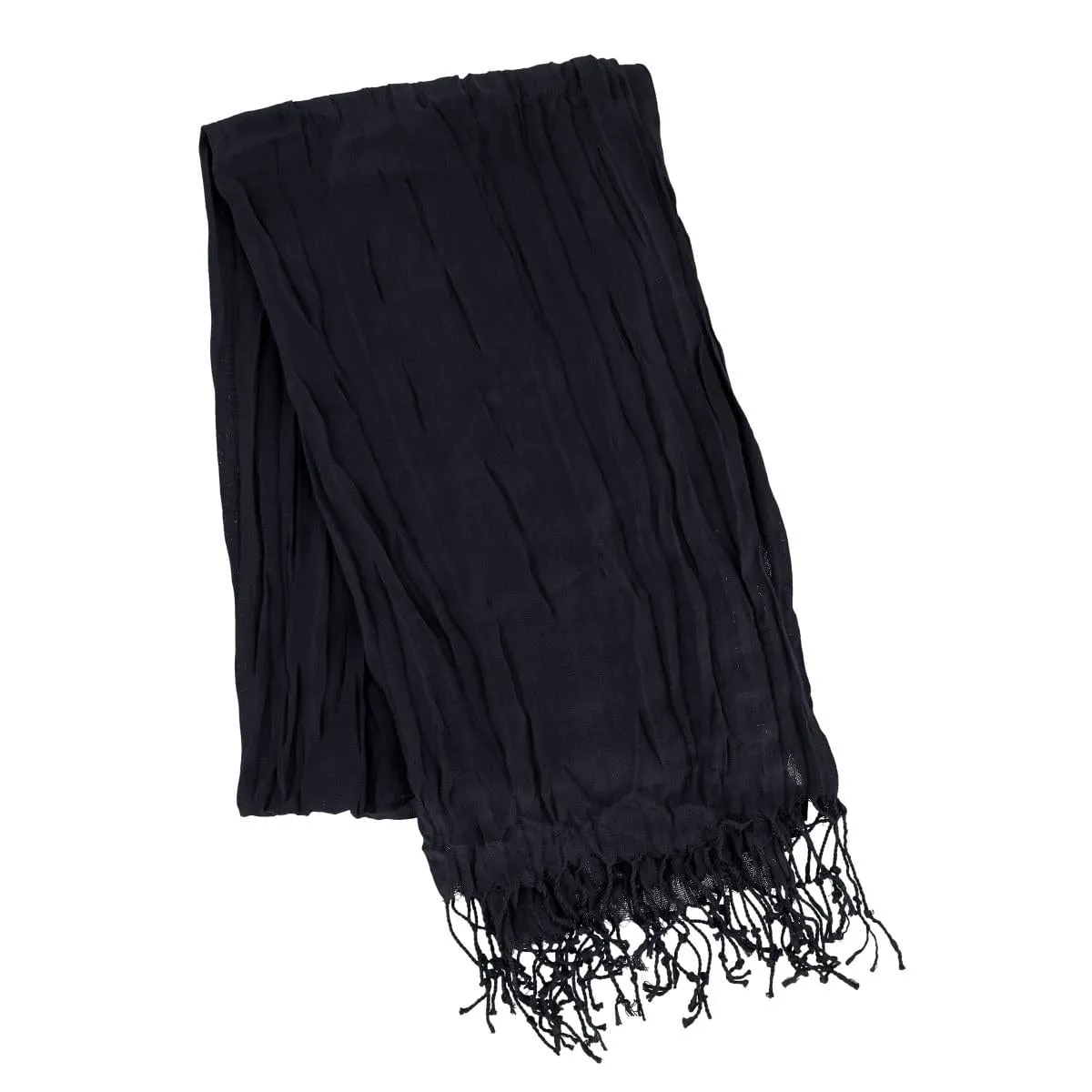 CTM® Women's Solid Color Crinkle Tassel Scarf