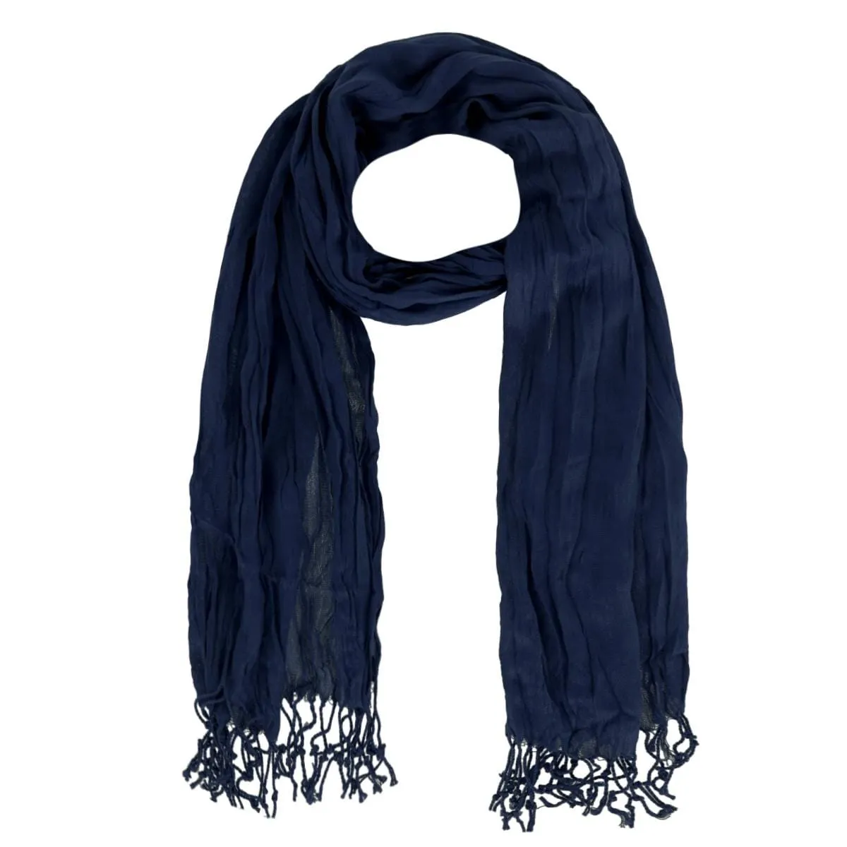 CTM® Women's Solid Color Crinkle Tassel Scarf