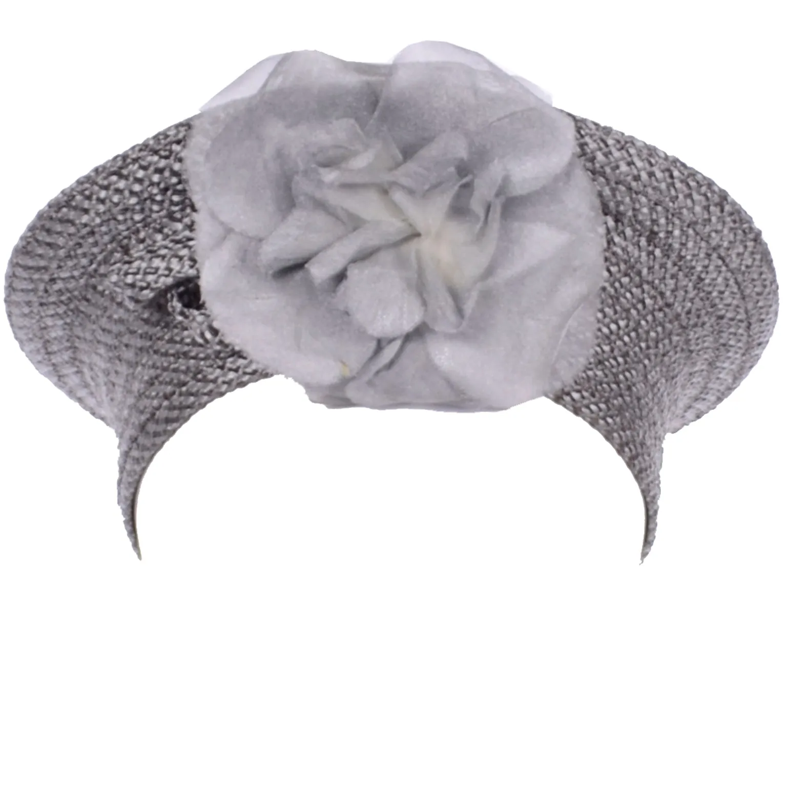 Debbie Rhodes Vintage Grey Woven Beret Style Hat With Flower