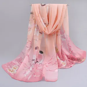 Feminino rushed cachecol skull of spring and autumn thin chiffon silk women summer sun scarves outdoors shawl