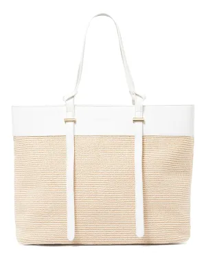 Freya Panelled Straw Tote Bag