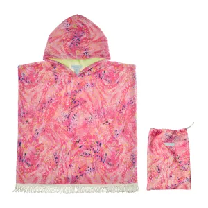 GIRL'S HOODED TERRY PONCHO SPLASH