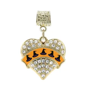 Gold Witch Hats Pave Heart Memory Charm