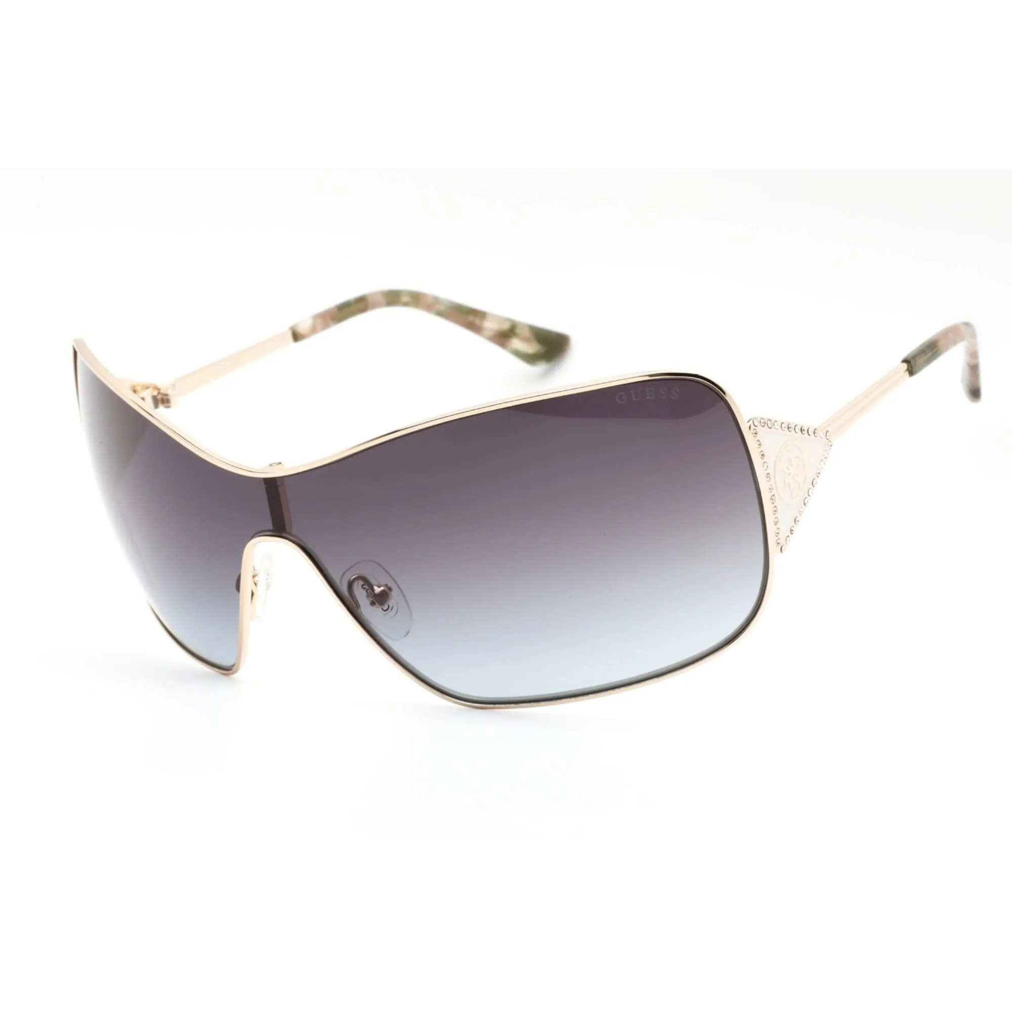 Guess Women's Sunglasses - Gradient Brown Lens Gold Metal Shield Frame | GU7876 32F