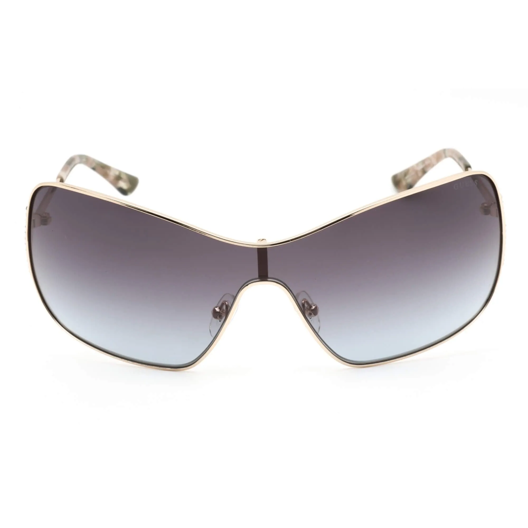 Guess Women's Sunglasses - Gradient Brown Lens Gold Metal Shield Frame | GU7876 32F