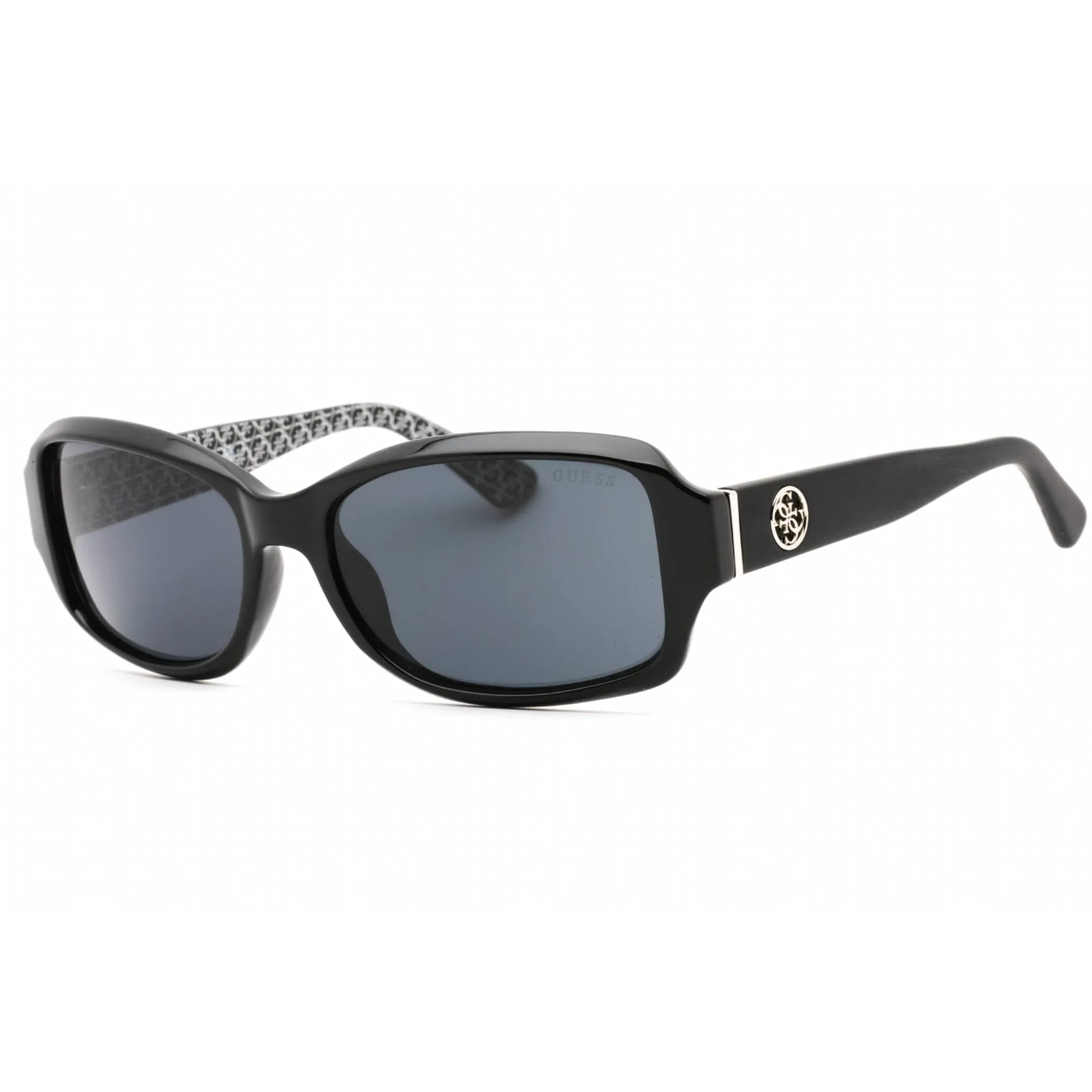 Guess Women's Sunglasses - Shiny Black Plastic Rectangular Full Rim Frame | GU7410 01A