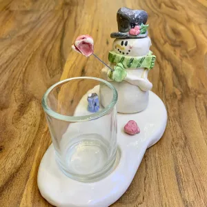 Handmade Christmas Snowman with Mittens Votive Holder