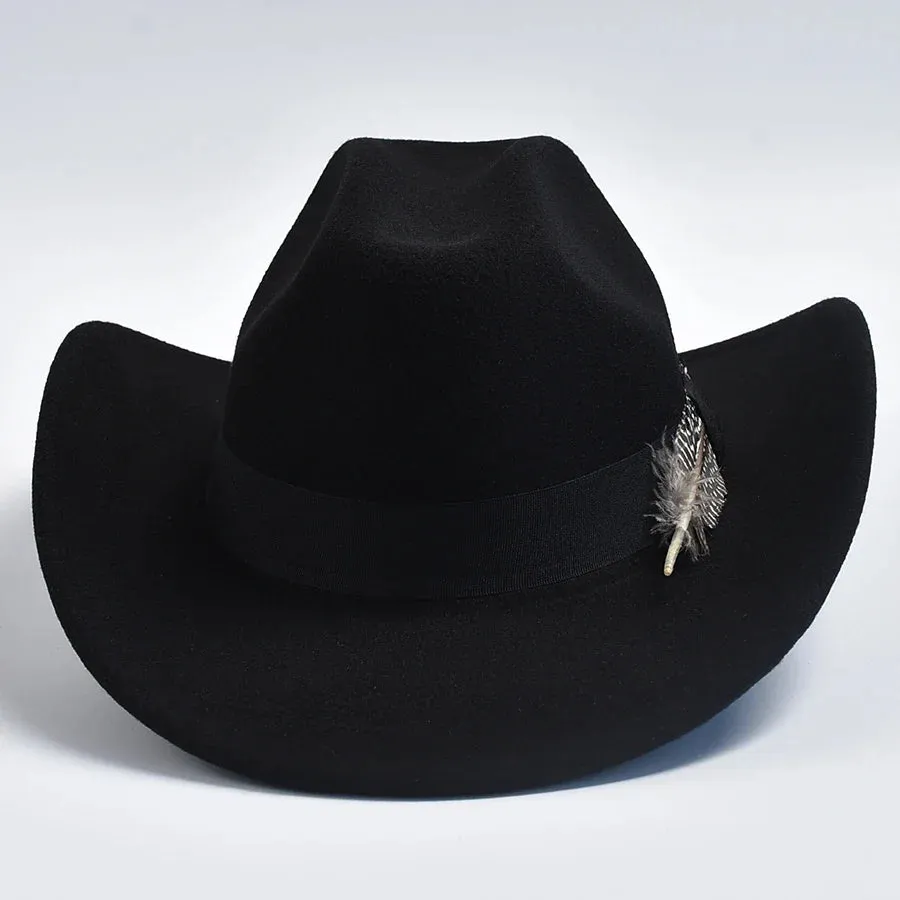 Handmade Feather Cowboy Hat Vintage Curved Brim Fedora Style