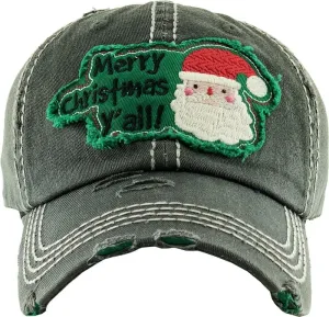 KBV1350 "Merry Christmas Y'all" Vintage Washed Baseball Cap