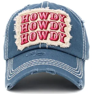 KBV1414 "HOWDY" Vintage Distressed Cotton Cap