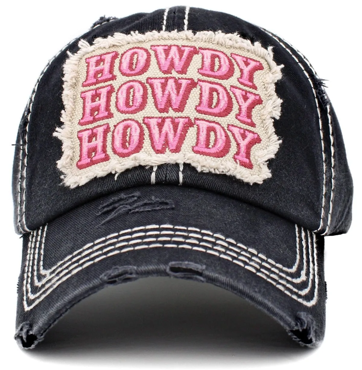 KBV1414 "HOWDY" Vintage Distressed Cotton Cap