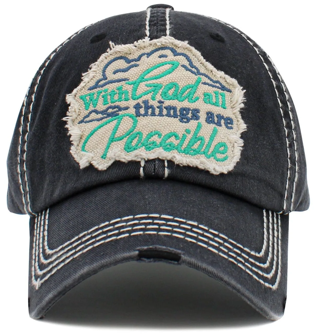 KBV1471 'With God All things are possible' Vintage Ballcap