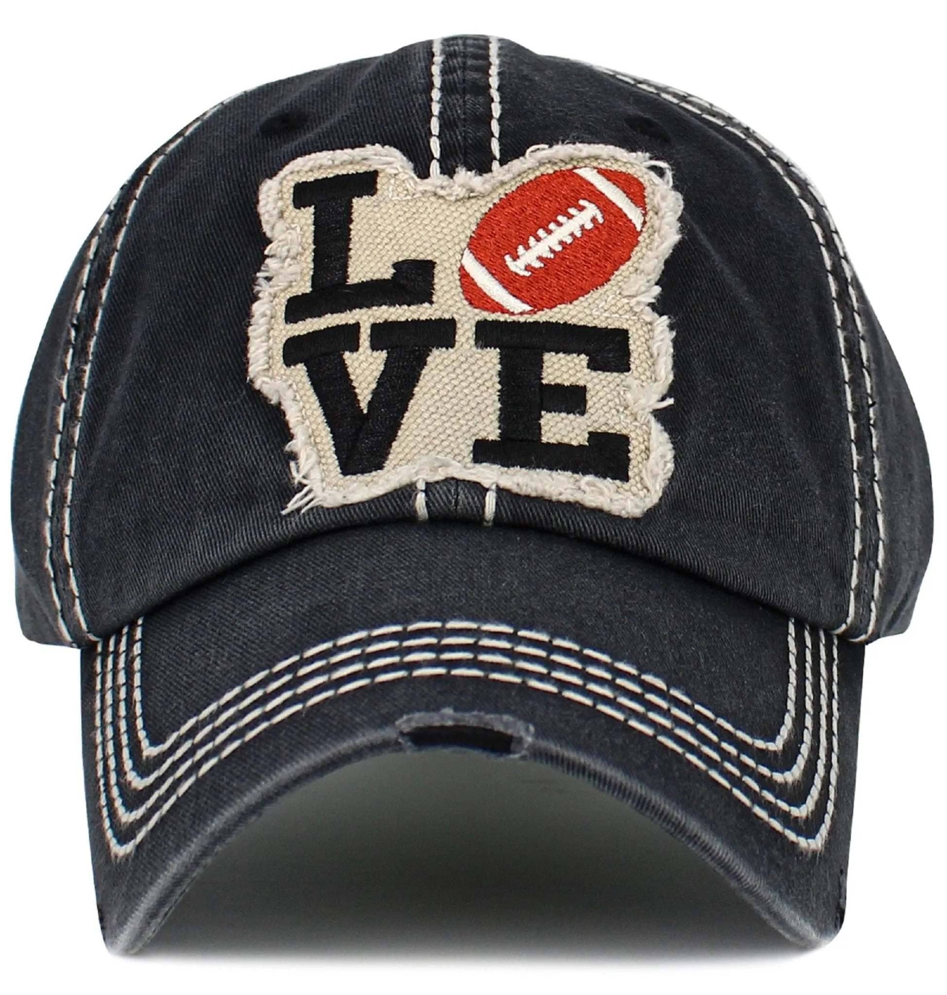 KBV1541 Love Football Washed Vintage Cap