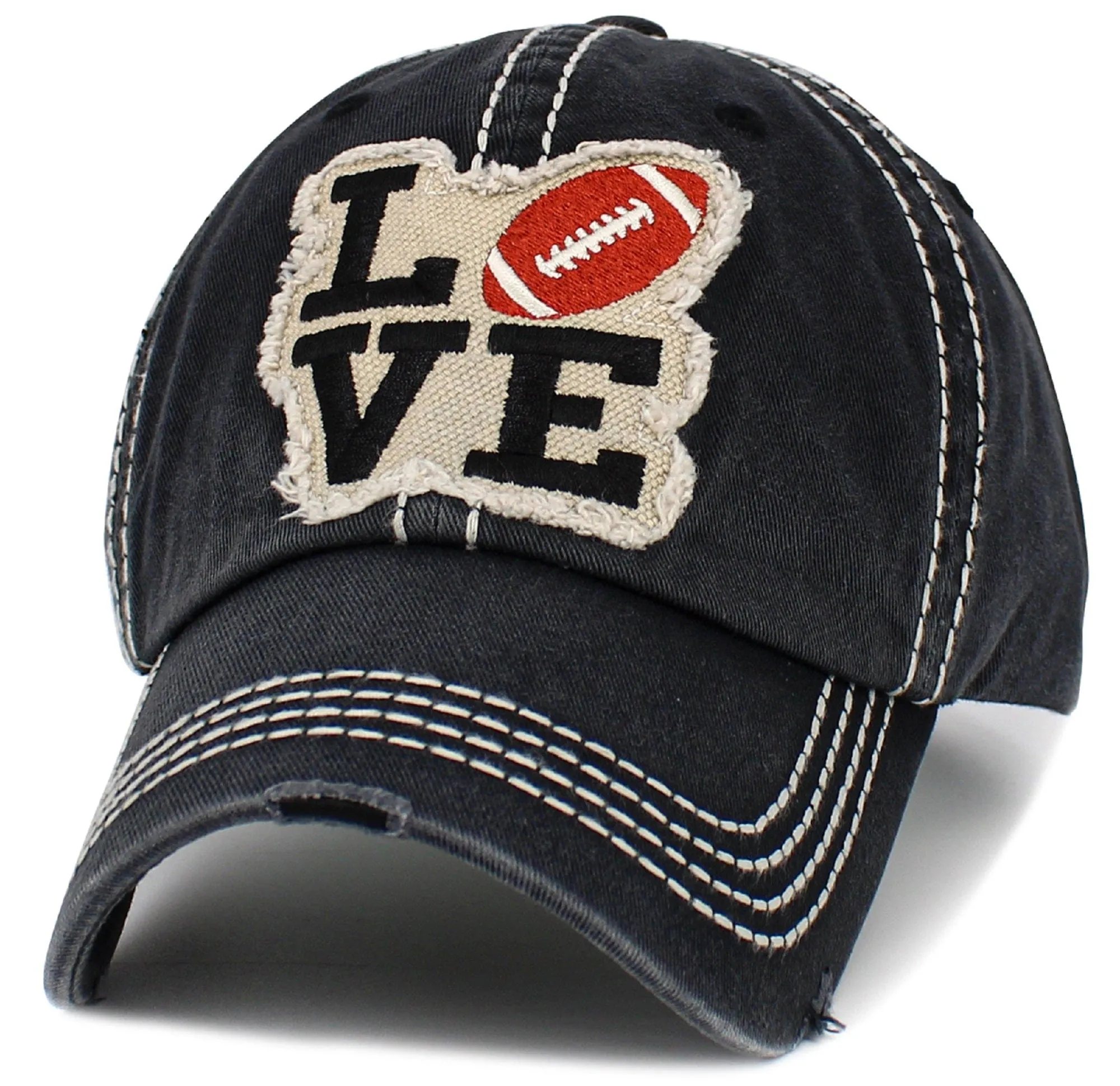 KBV1541 Love Football Washed Vintage Cap