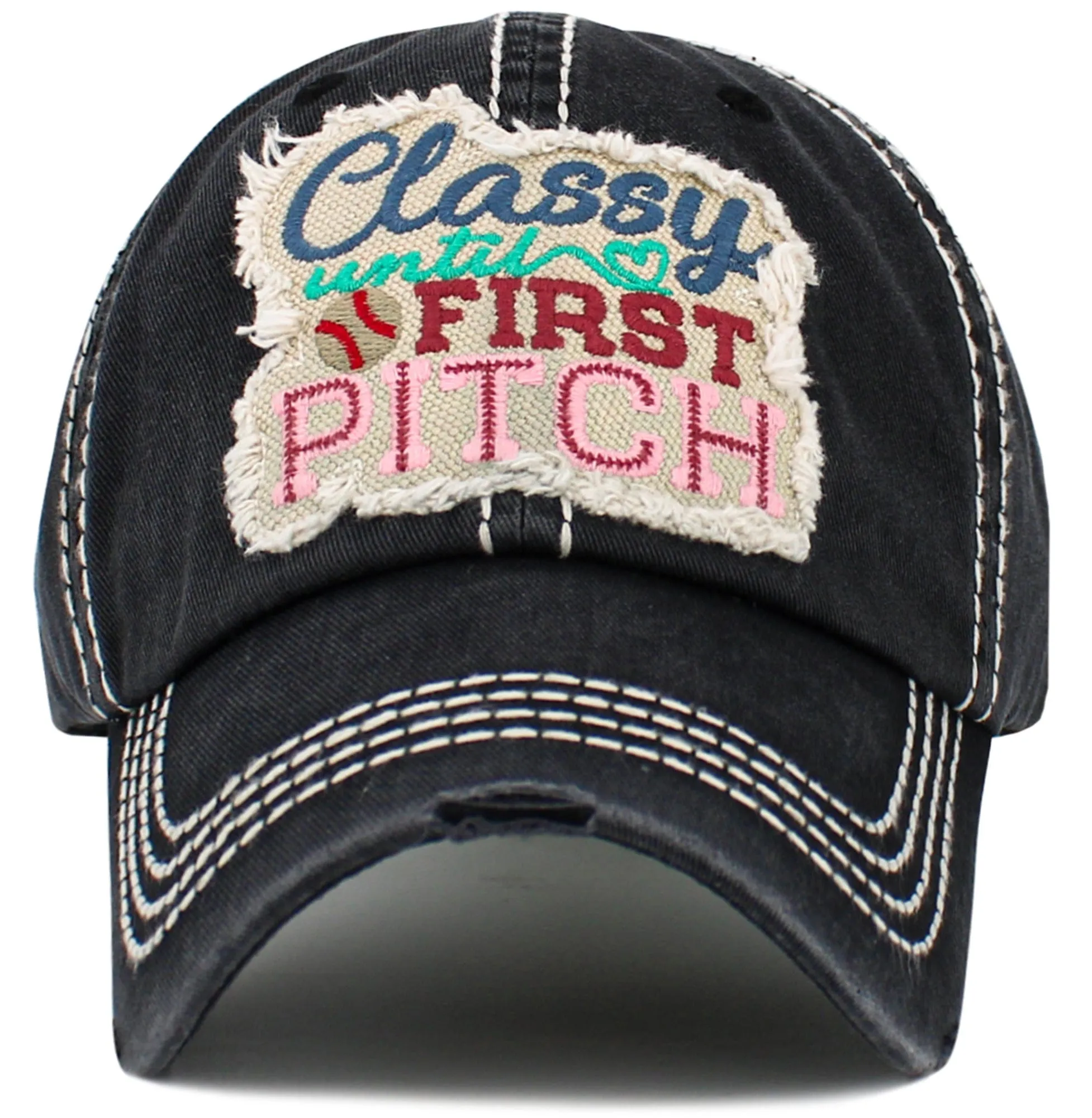 KBV1593 Classy Until First Pitch Vintage Baseball Cap