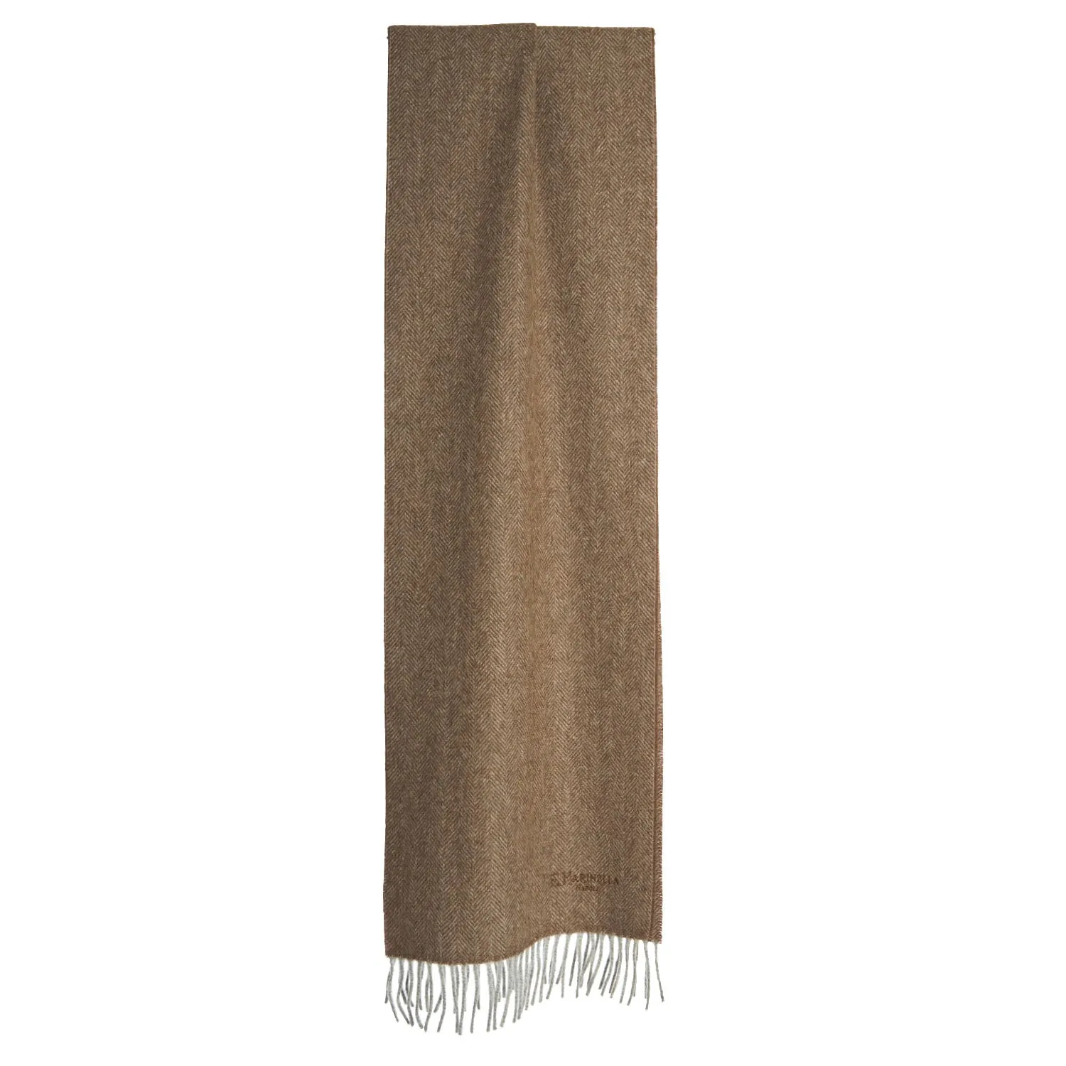 LIGHT BROWN FRINGED SCARF