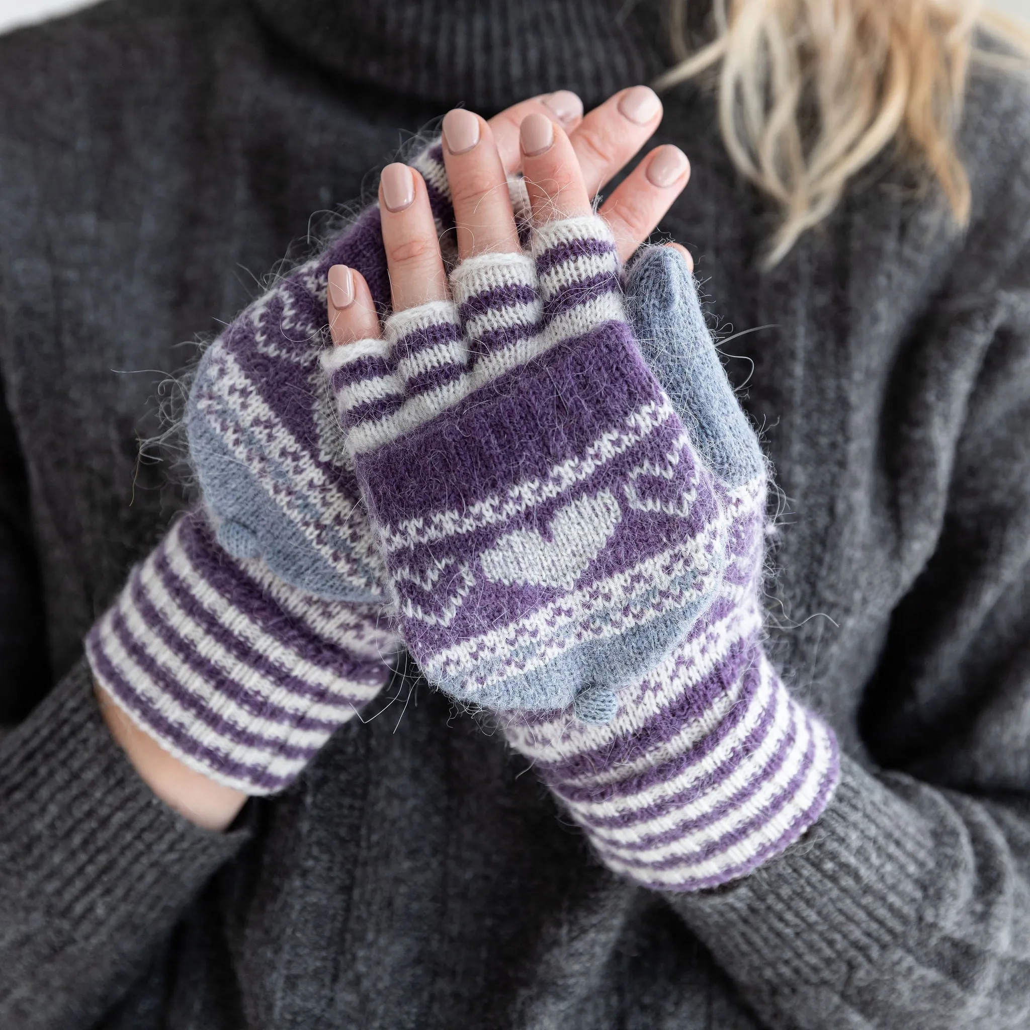 Love Heart Fairisle Knit Gloves