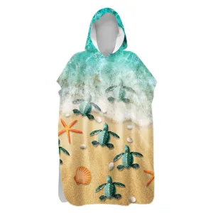 Lttle Sea Turtles Hooded Beach Poncho