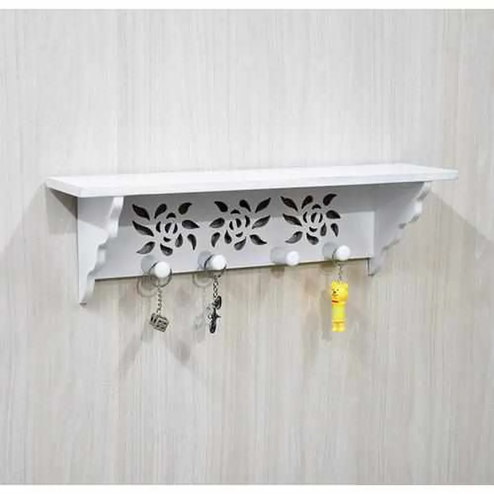 MDF Wall Floating Shelf Wall Mounted with Hooks for Kitchen